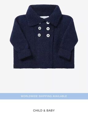 Cashmere Hand Knit Vintage Coat - Navy